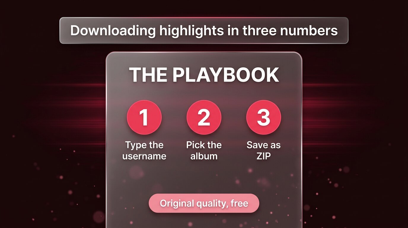 Frosted card recap of the three-step download playbook