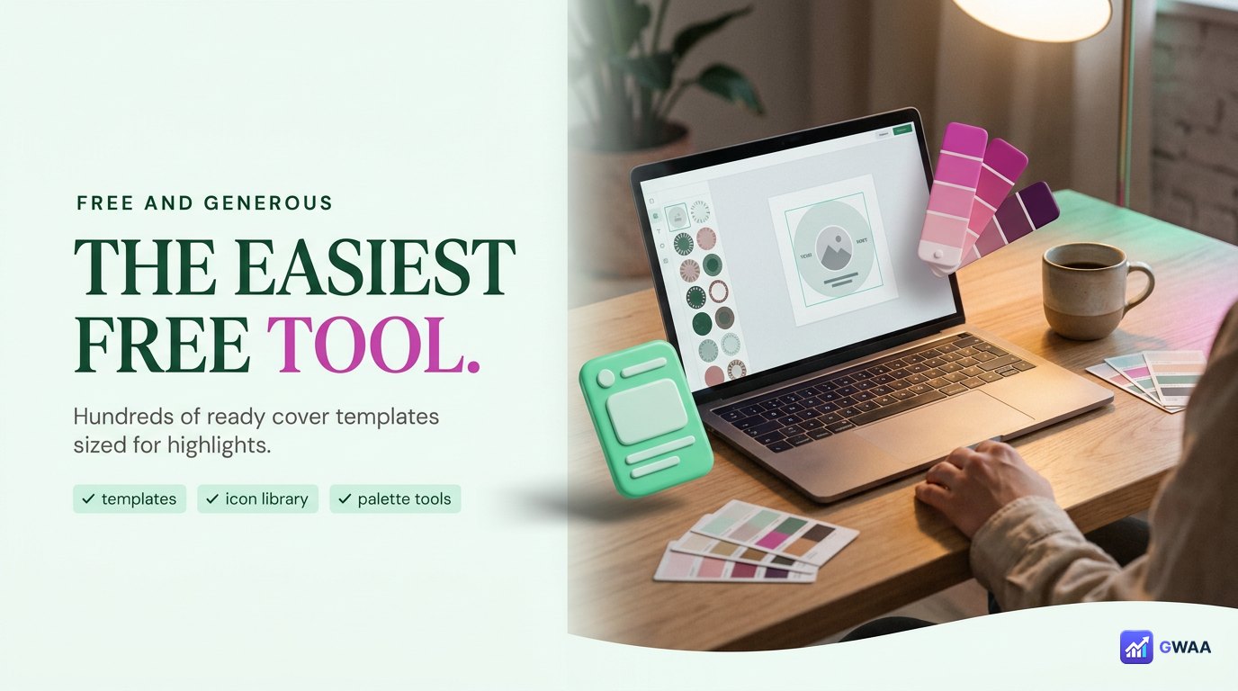 Canva editor on laptop showing Instagram highlight cover template