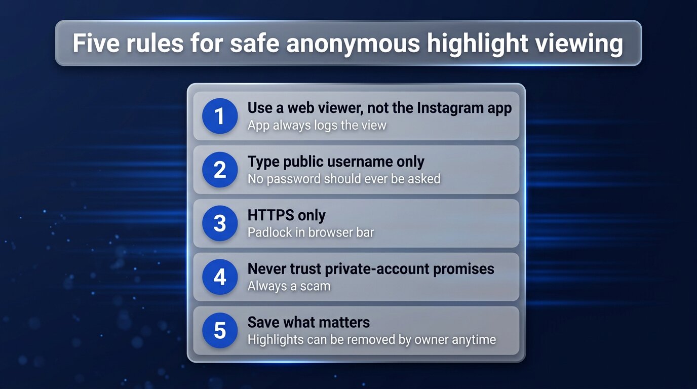 Five rules for safe anonymous highlight viewing