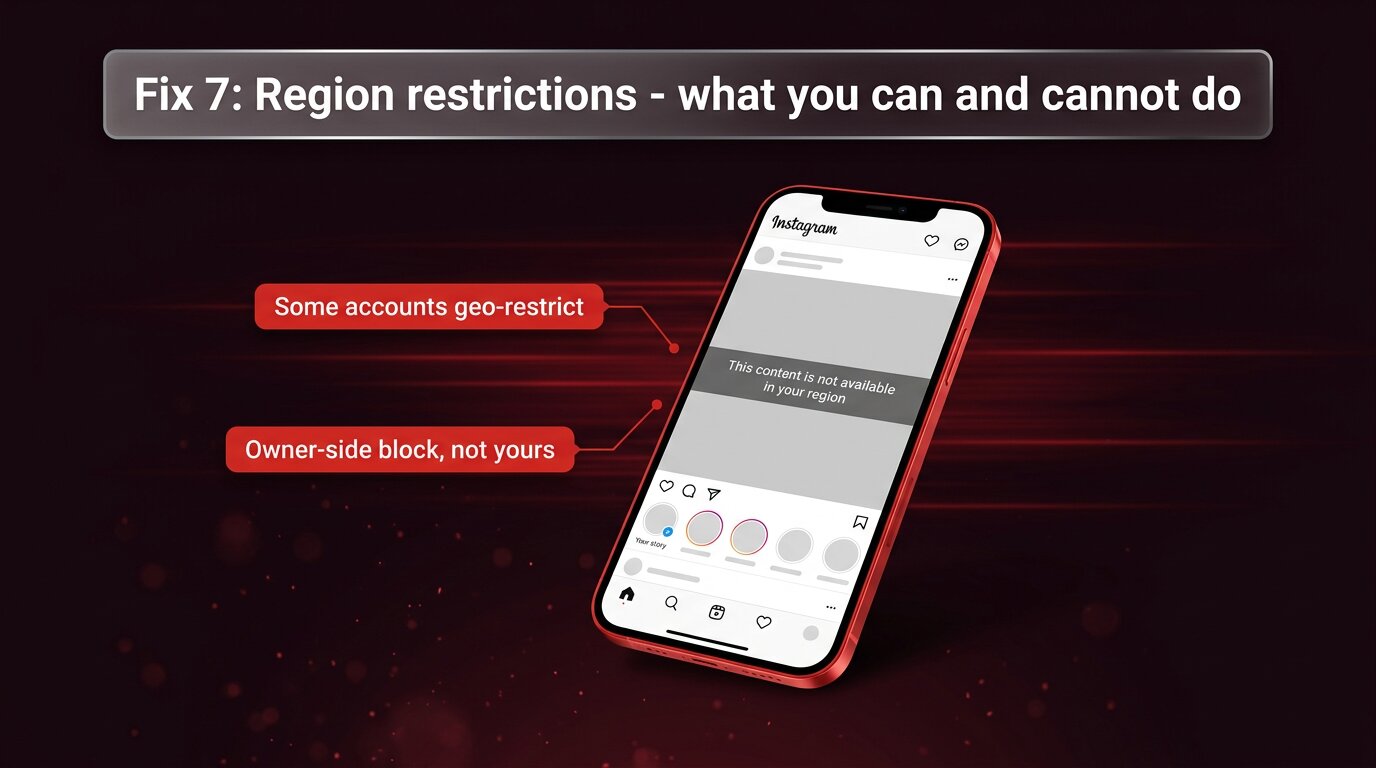 Phone showing Instagram message about content not available in region