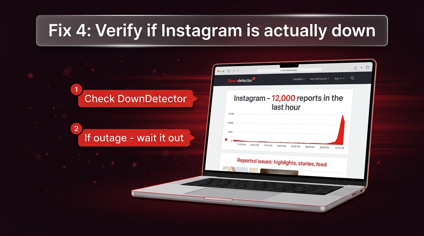 DownDetector website showing Instagram outage spike