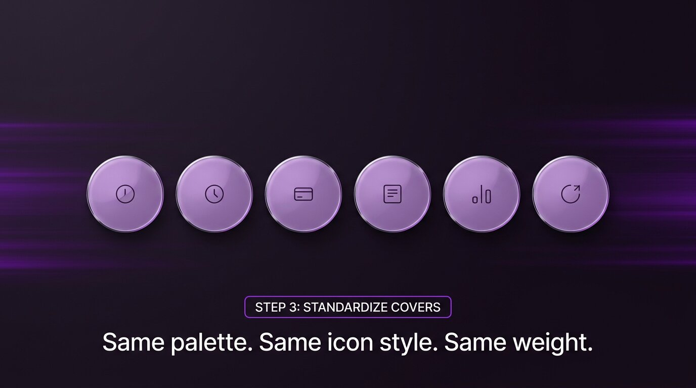 Row of six matching circular covers