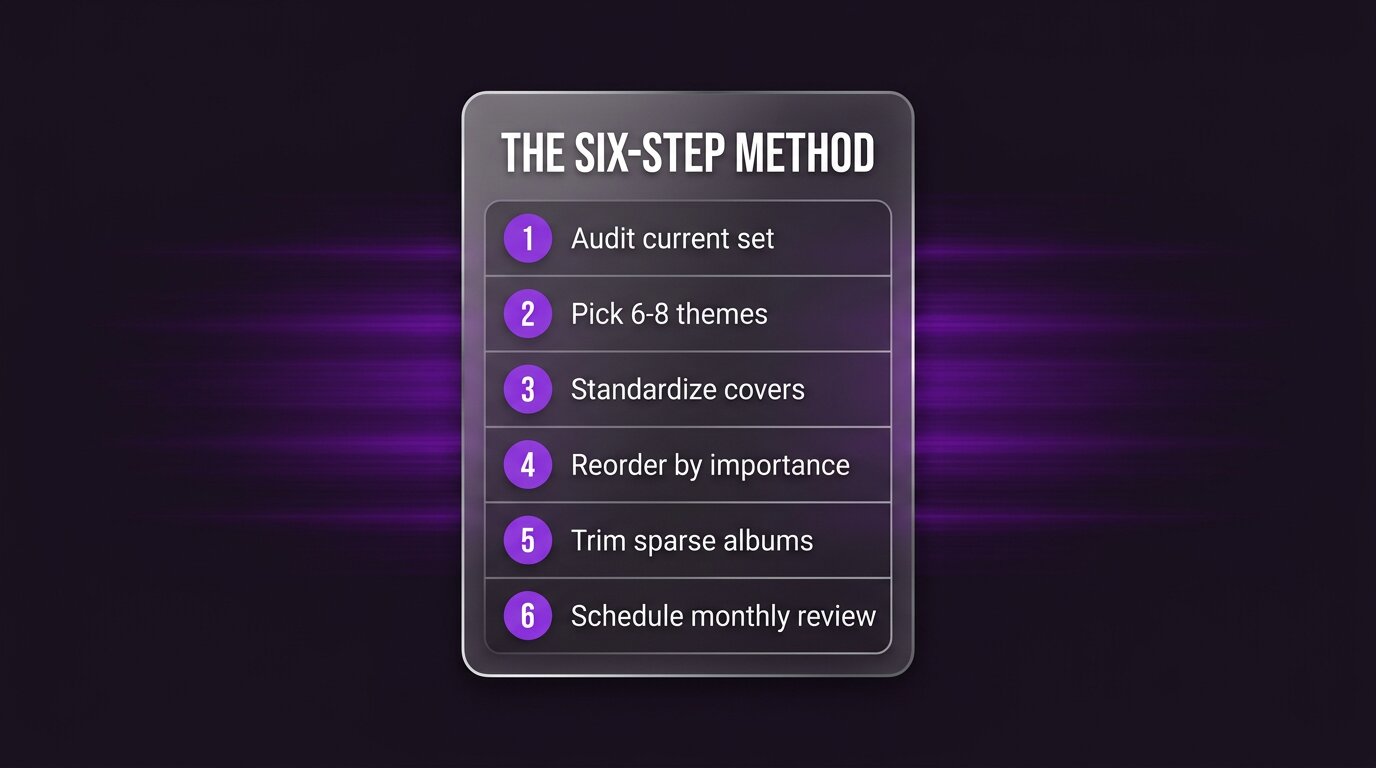Six-step numbered list card