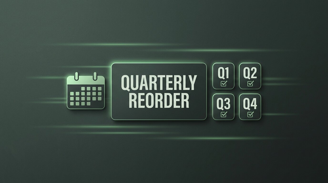 Calendar card with Q1 Q2 Q3 Q4 markers