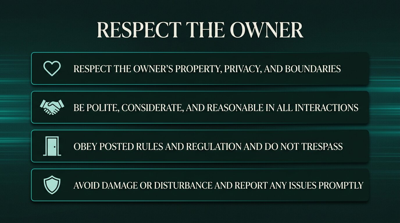 Four-row respect-privacy card with heart/handshake/door/shield icons