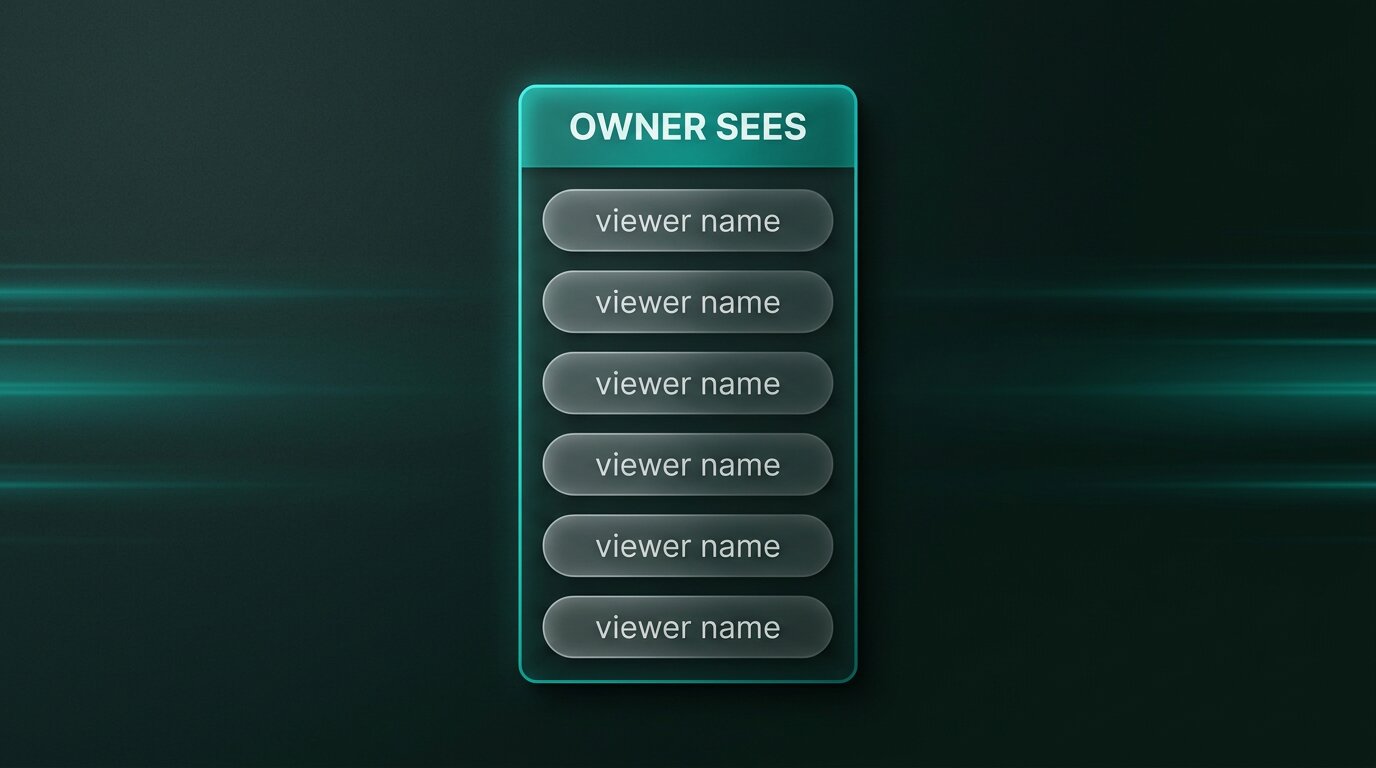 Card showing owner view of viewer list with five placeholder rows